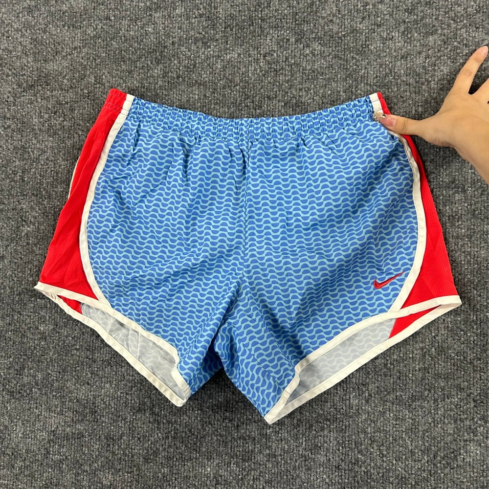 Nike Running Shorts Womens Size XL Blue Red Dri-Fit Geometric Graphic Athletic